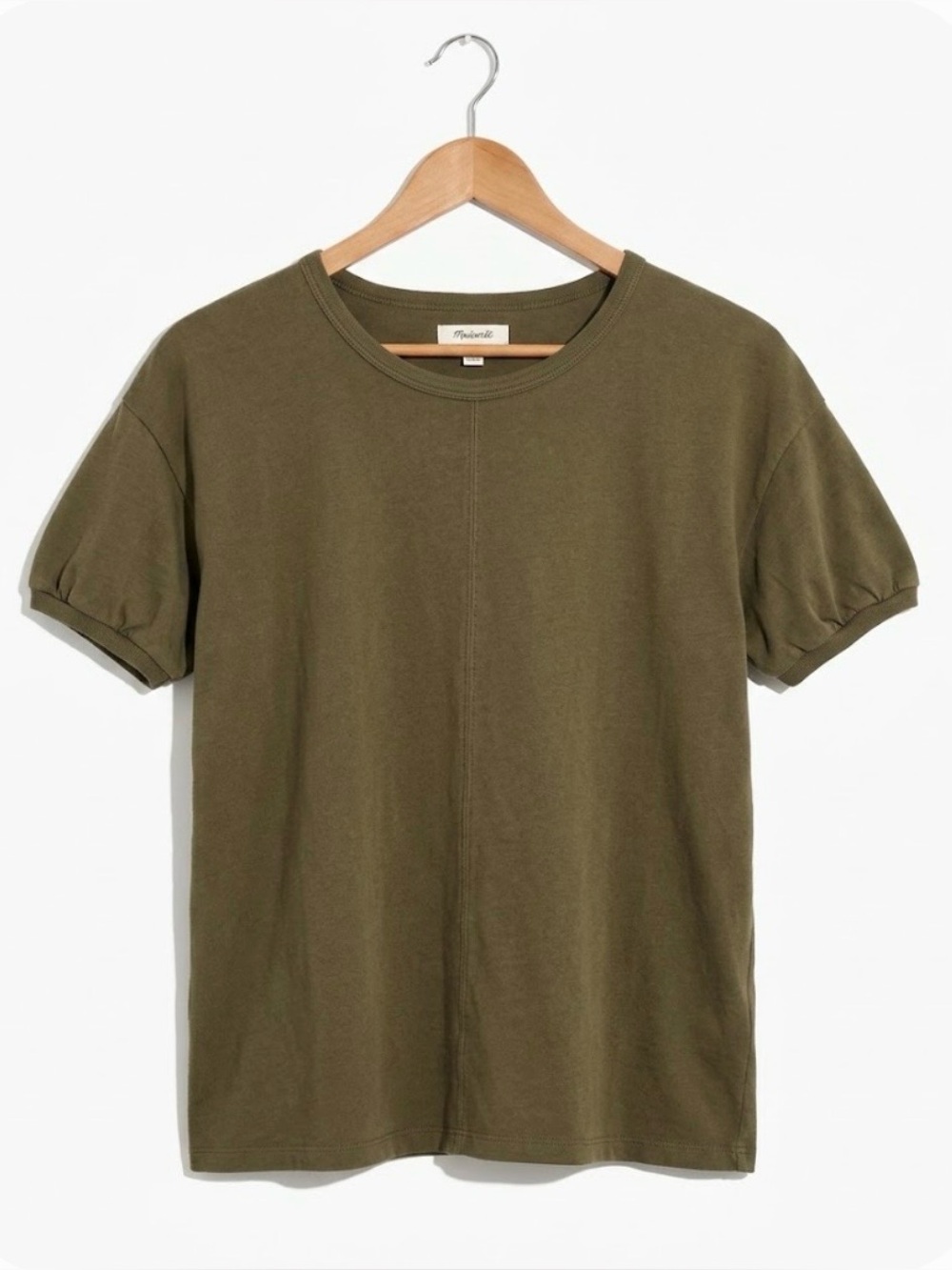 Madewell Balloon Sleeves Crew Neck T-Shirt - Olive Green